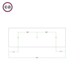 3 Hole In Line - EXTRA LARGE Rectangular Ceiling Canopy Kit - Rose One System, 675 X 225 Mm Cover