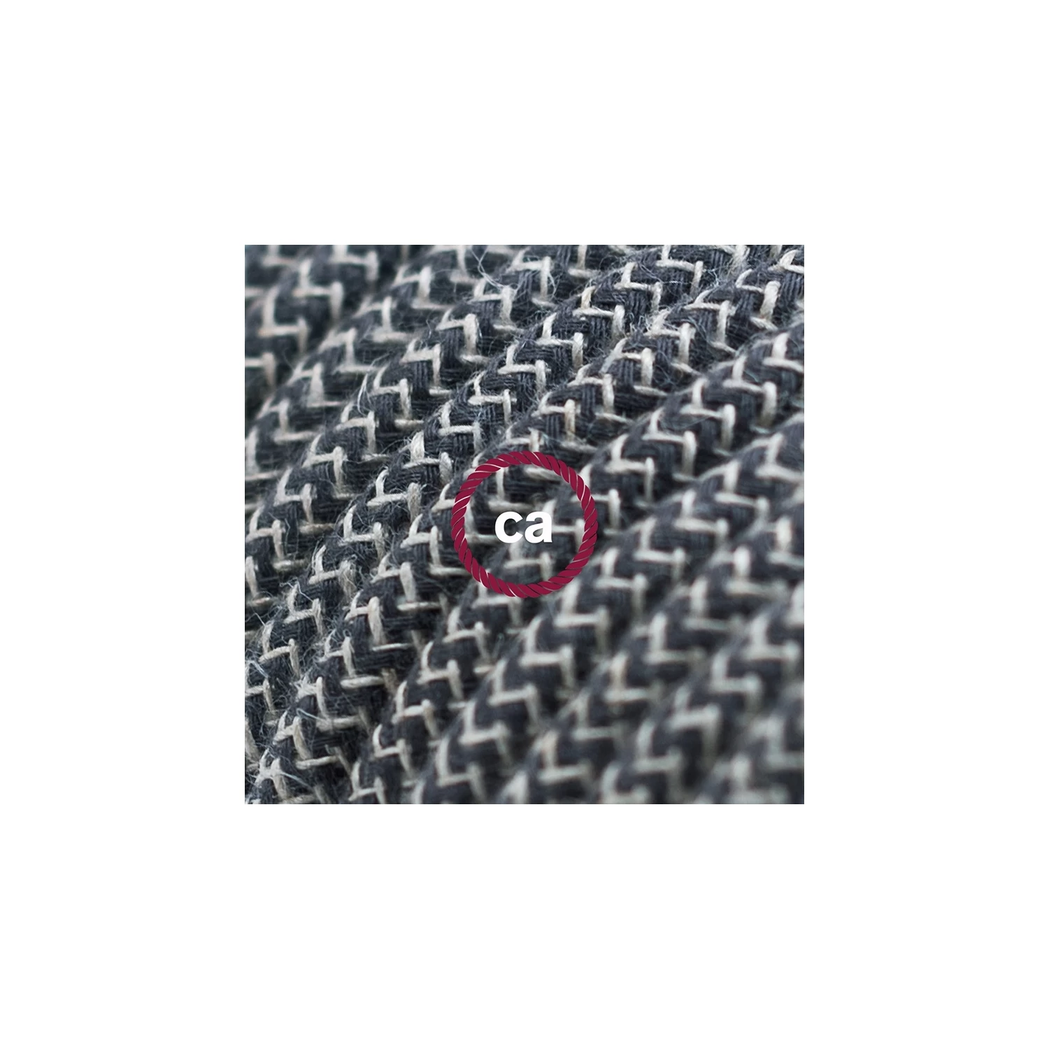 Cord-set - RD74 Natural & Charcoal Linen Chevron Covered Round Cable 4 Cord-set - RD74 Natural & Charcoal Linen Chevron Covered Round Cable - Image 2