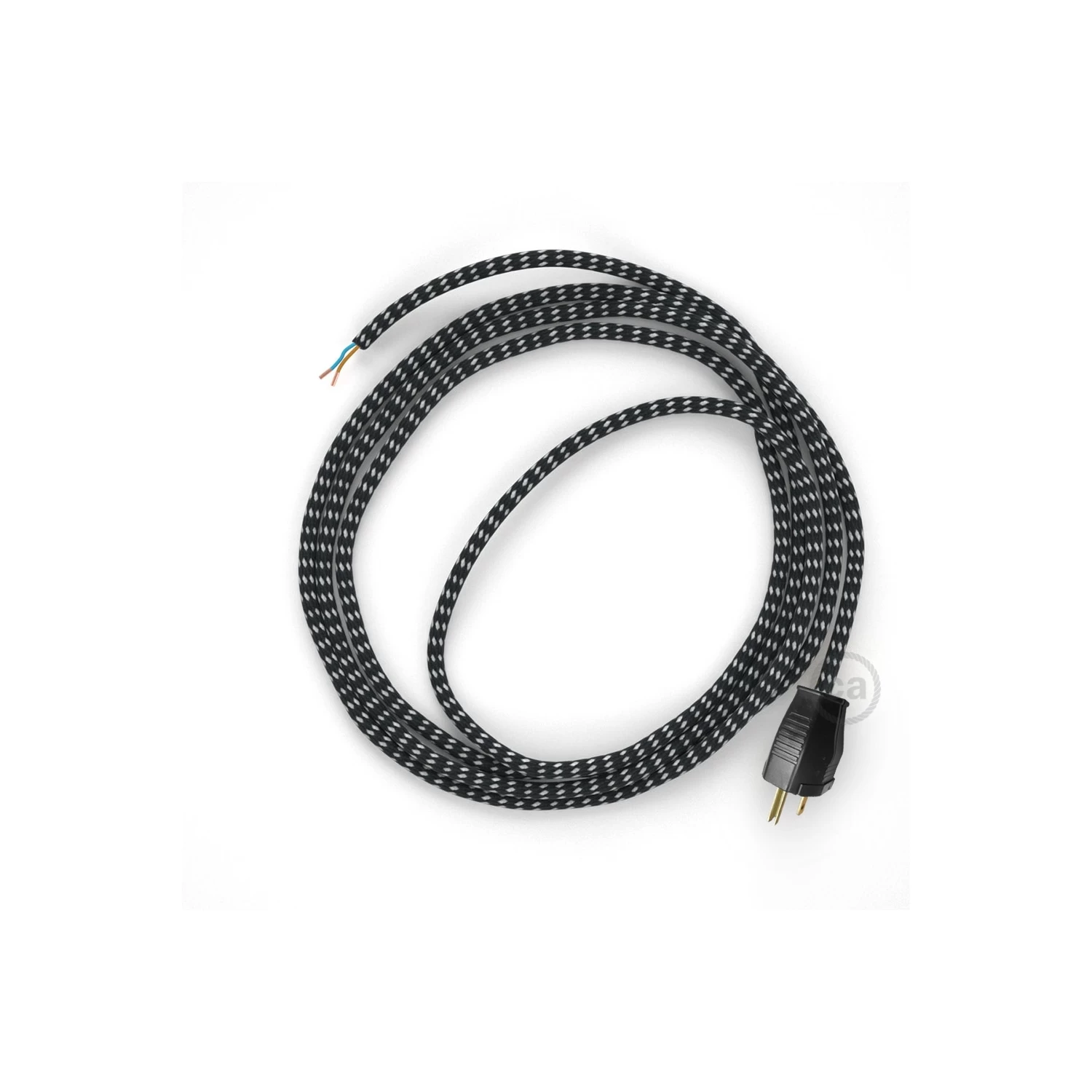 Cord-set - RT41 Black & White Tracer Covered Round Cable 4 Cord-set - RT41 Black & White Tracer Covered Round Cable - Image 2