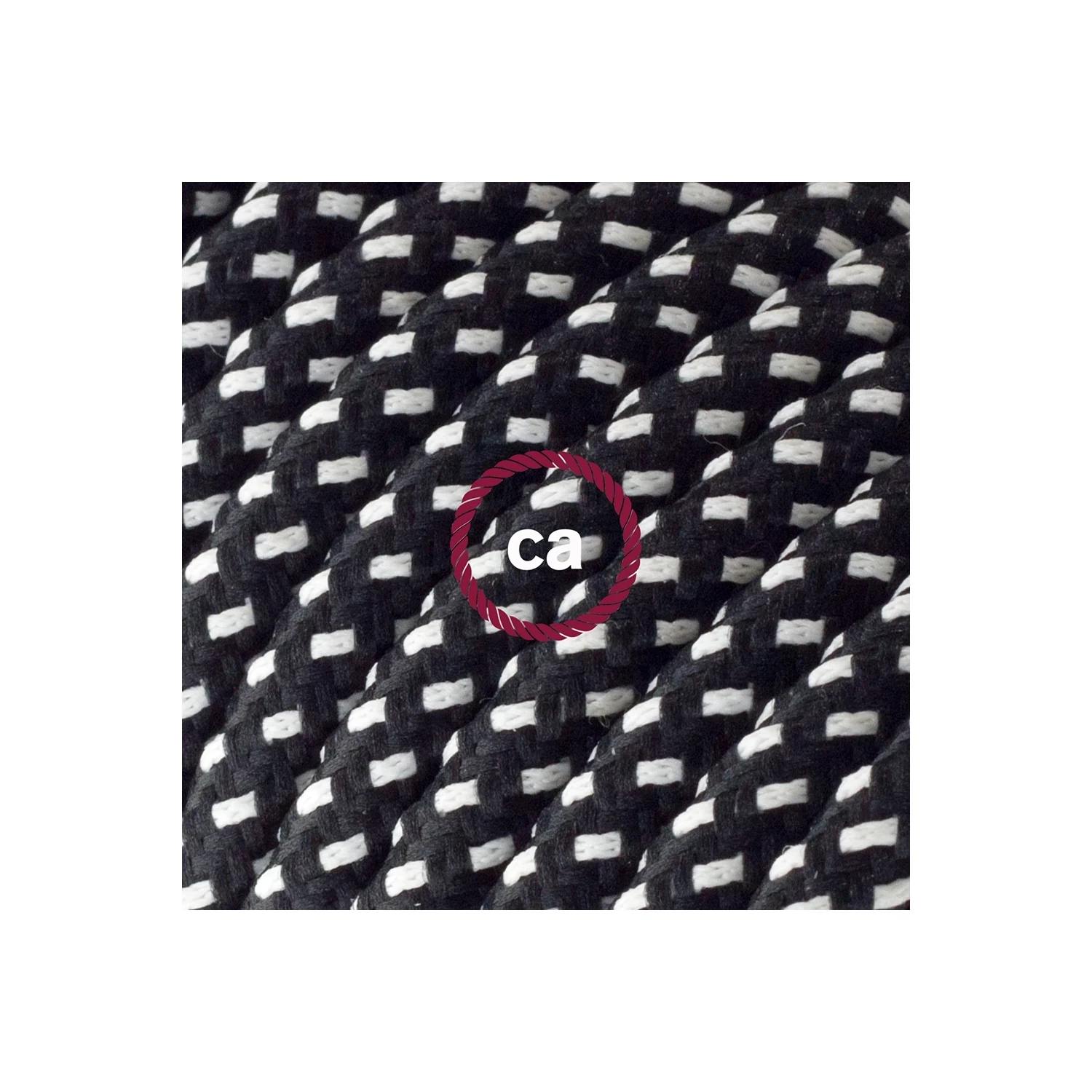 Cord-set - RT41 Black & White Tracer Covered Round Cable 3 Cord-set - RT41 Black & White Tracer Covered Round Cable