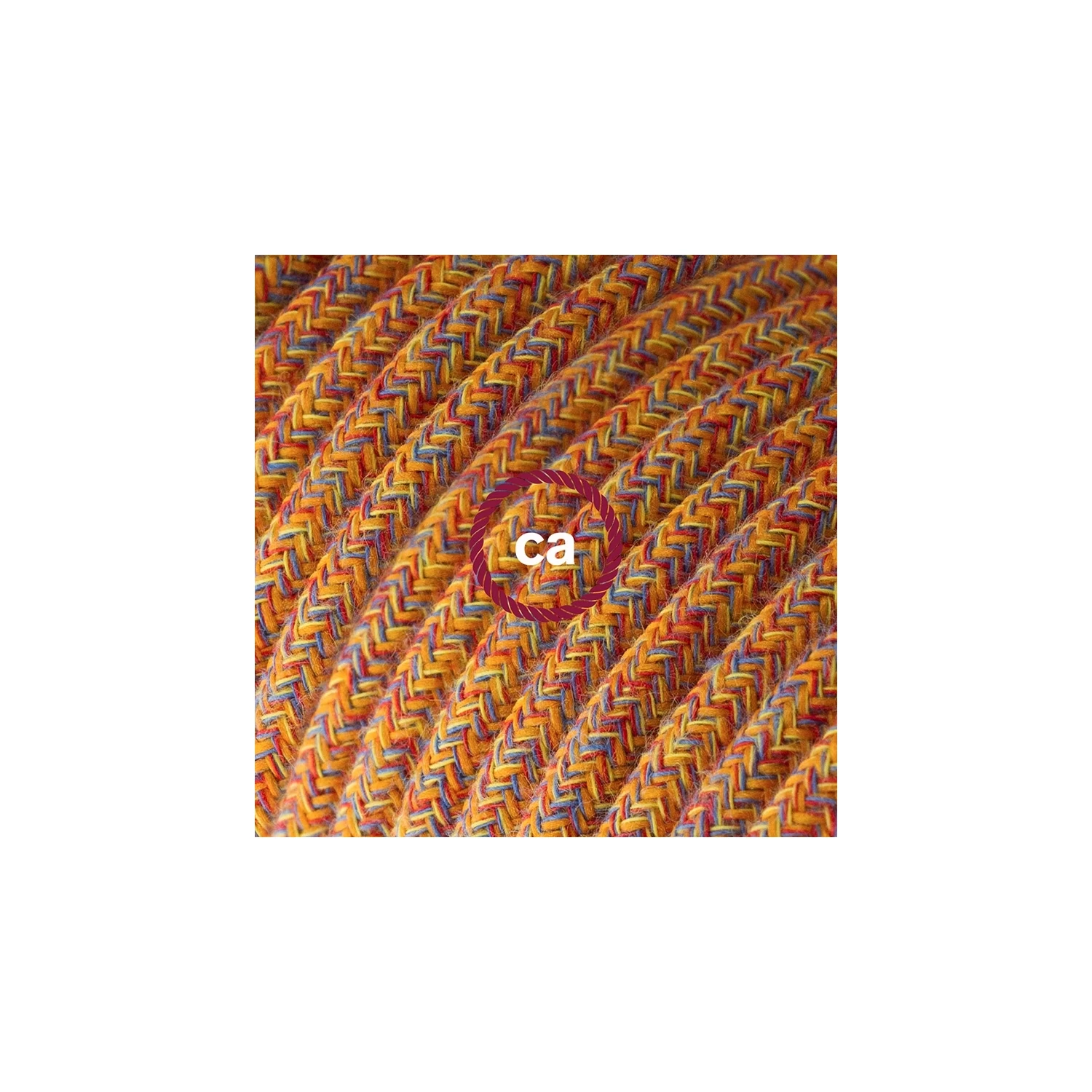 Cord-set - RX07 Orange Cotton Tweed Covered Round Cable 4 Cord-set - RX07 Orange Cotton Tweed Covered Round Cable - Image 2