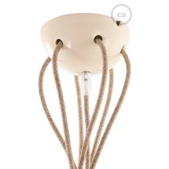 Cream Ceramic Spider, Multiple Suspension With 6-7 Pendant, RS82 Brown Cable -Home-Lamps cream ceramic spider multiple suspension with 6 7 pendant rs82 brown cable 2