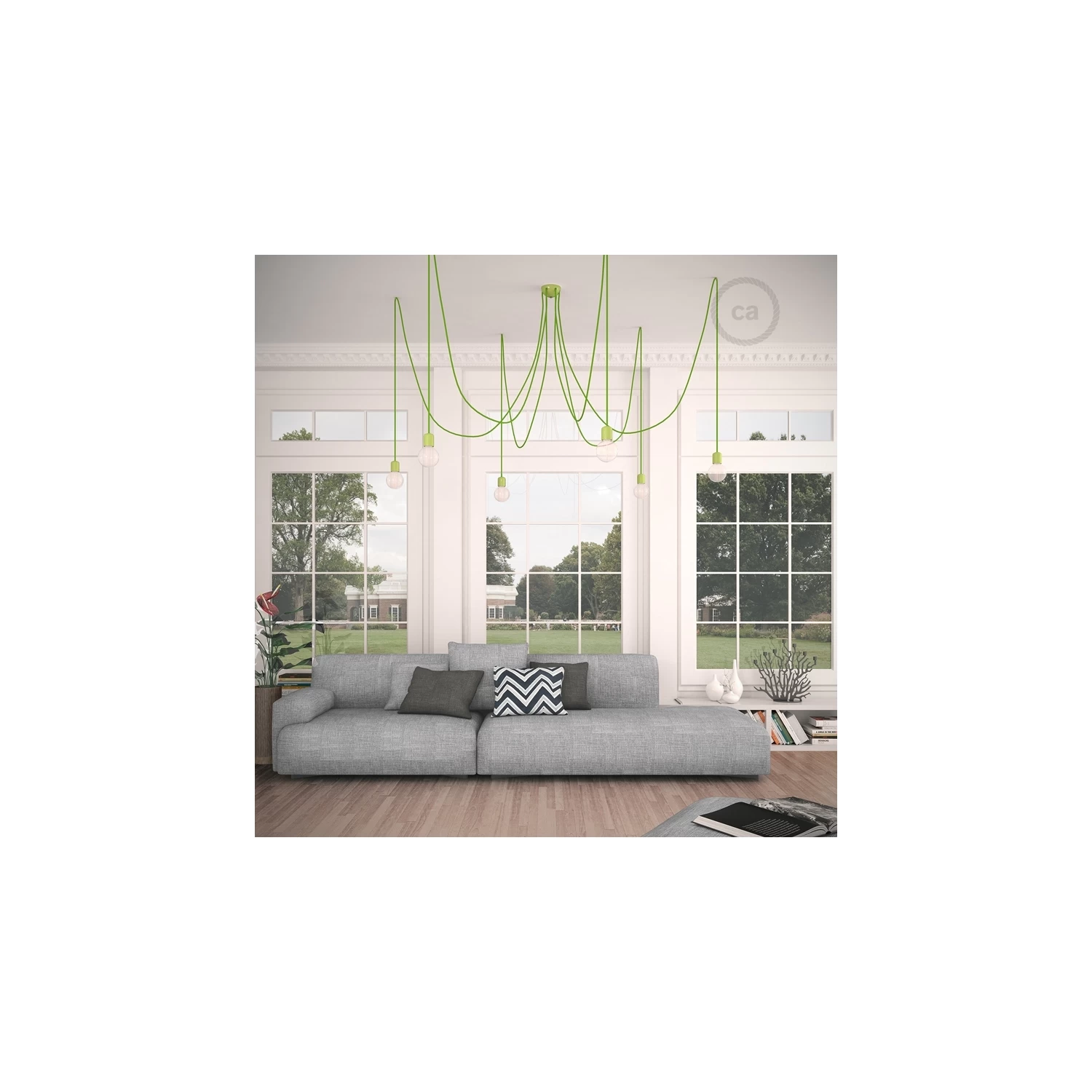 Green Ceramic Spider, Multiple Suspension With 6-7 Pendant, RM18 Green Cable 4 Green Ceramic Spider, Multiple Suspension With 6-7 Pendant, RM18 Green Cable - Image 2