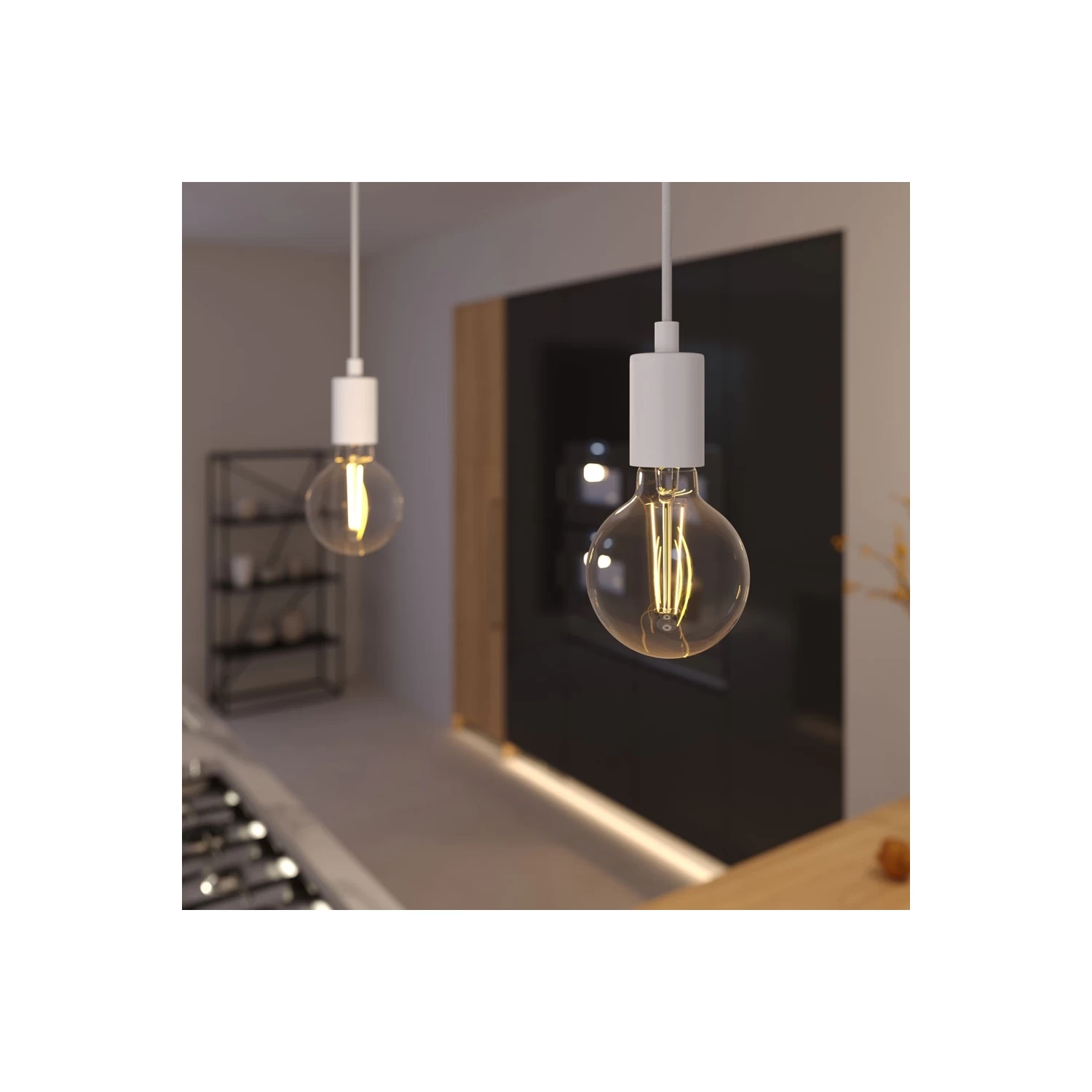 Pendant Lamp With Textile Cable And Monochrome Metal Details 4 Pendant Lamp With Textile Cable And Monochrome Metal Details - Image 2