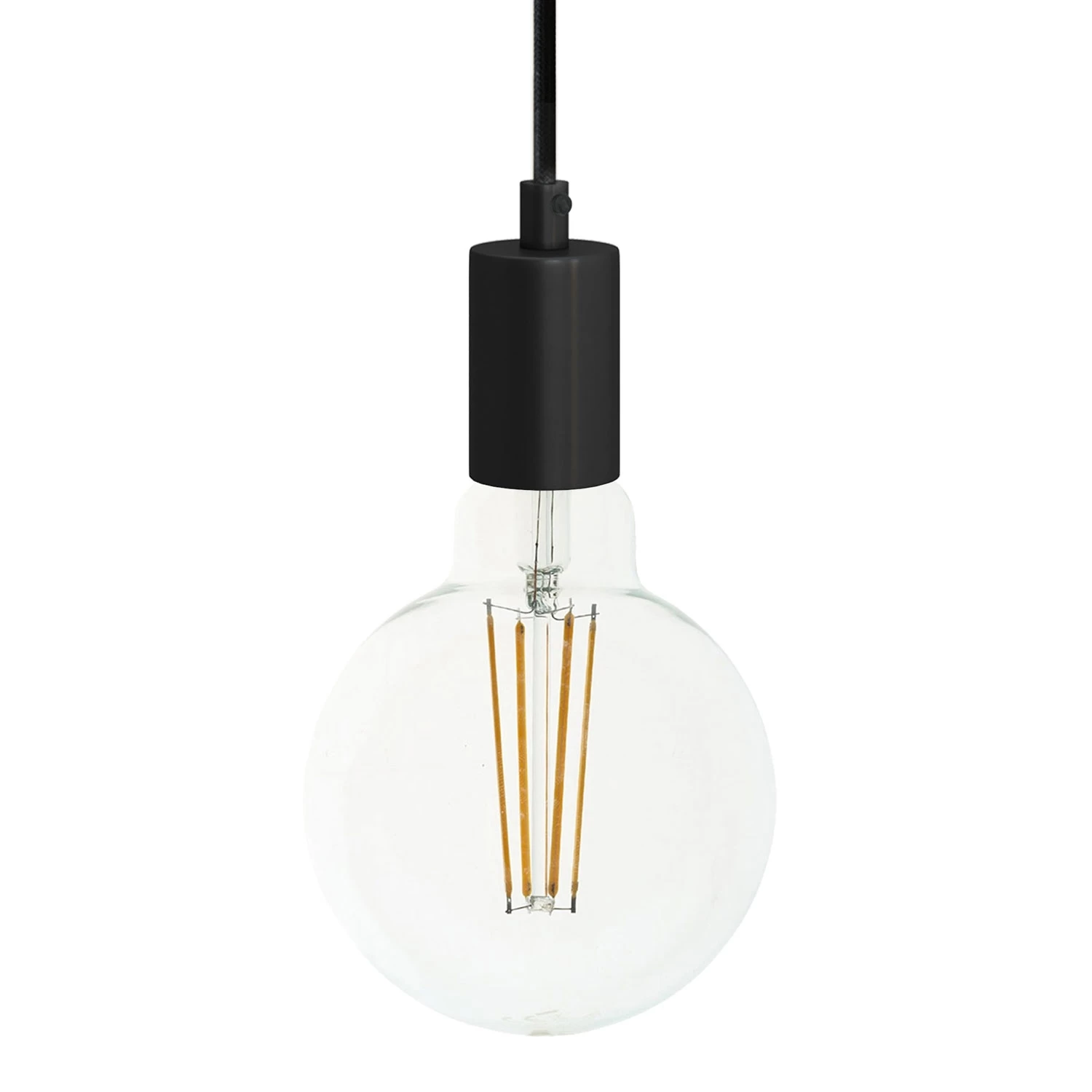 Pendant Lamp With Textile Cable And Monochrome Metal Details 3 Pendant Lamp With Textile Cable And Monochrome Metal Details