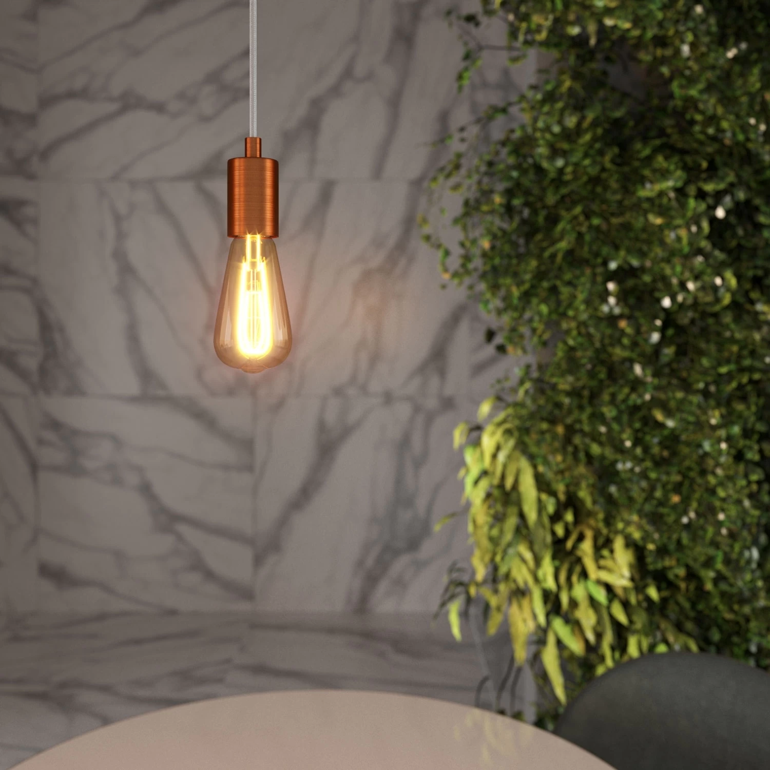 Pendant Lamp With Textile Cable And Satin Metal Details 3 Pendant Lamp With Textile Cable And Satin Metal Details