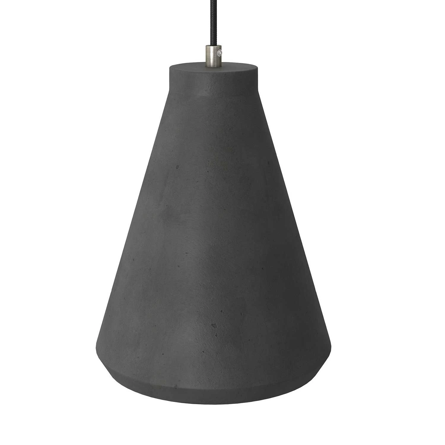Pendant Lamp With Textile Cable, Funnel Cement Lampshade And Metal Details 5 Pendant Lamp With Textile Cable, Funnel Cement Lampshade And Metal Details - Image 3