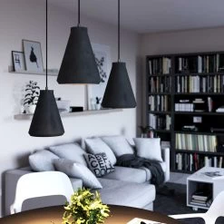 Pendant Lamp With Textile Cable, Funnel Cement Lampshade And Metal Details 19 Pendant Lamp With Textile Cable, Funnel Cement Lampshade And Metal Details -Home-Lamps pendant lamp with textile cable funnel cement lampshade and metal details 5