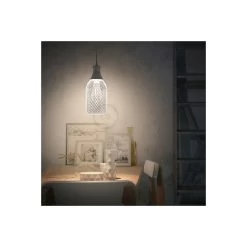 Pendant Lamp With Textile Cable, Jéroboam Bottle Lampshade And Metal Details -Home-Lamps pendant lamp with textile cable jeroboam bottle lampshade and metal details 5
