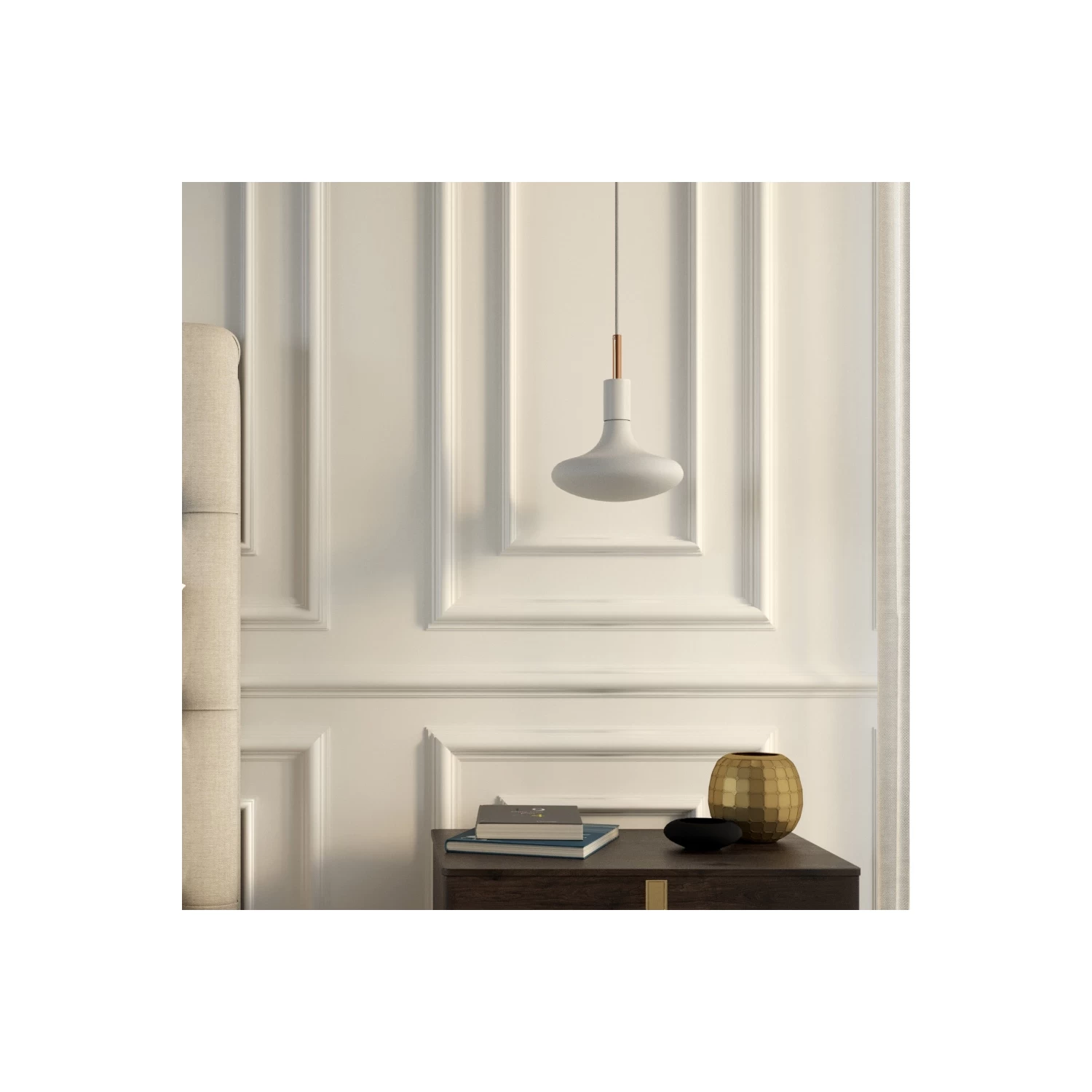 Pendant Lamp With Textile Cable, Metal Details And 7cm Cable Clamp 5 Pendant Lamp With Textile Cable, Metal Details And 7cm Cable Clamp - Image 3