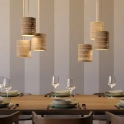 Pendant Lamp With Textile Cable, Raffia Cylinder Lampshade And Metal Details 12 Pendant Lamp With Textile Cable, Raffia Cylinder Lampshade And Metal Details -Home-Lamps pendant lamp with textile cable raffia cylinder lampshade and metal details 3