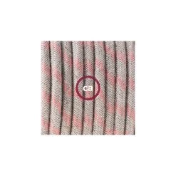Plug-in Pendant For Lampshade With Switch On Socket | RD51 Natural & Pink Linen Stripe