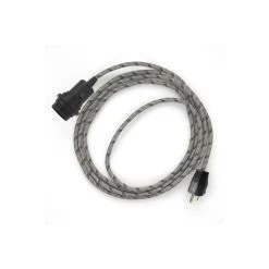 Plug-in Pendant For Lampshade With Switch On Socket | RD53 Natural & Brown Linen Stripe