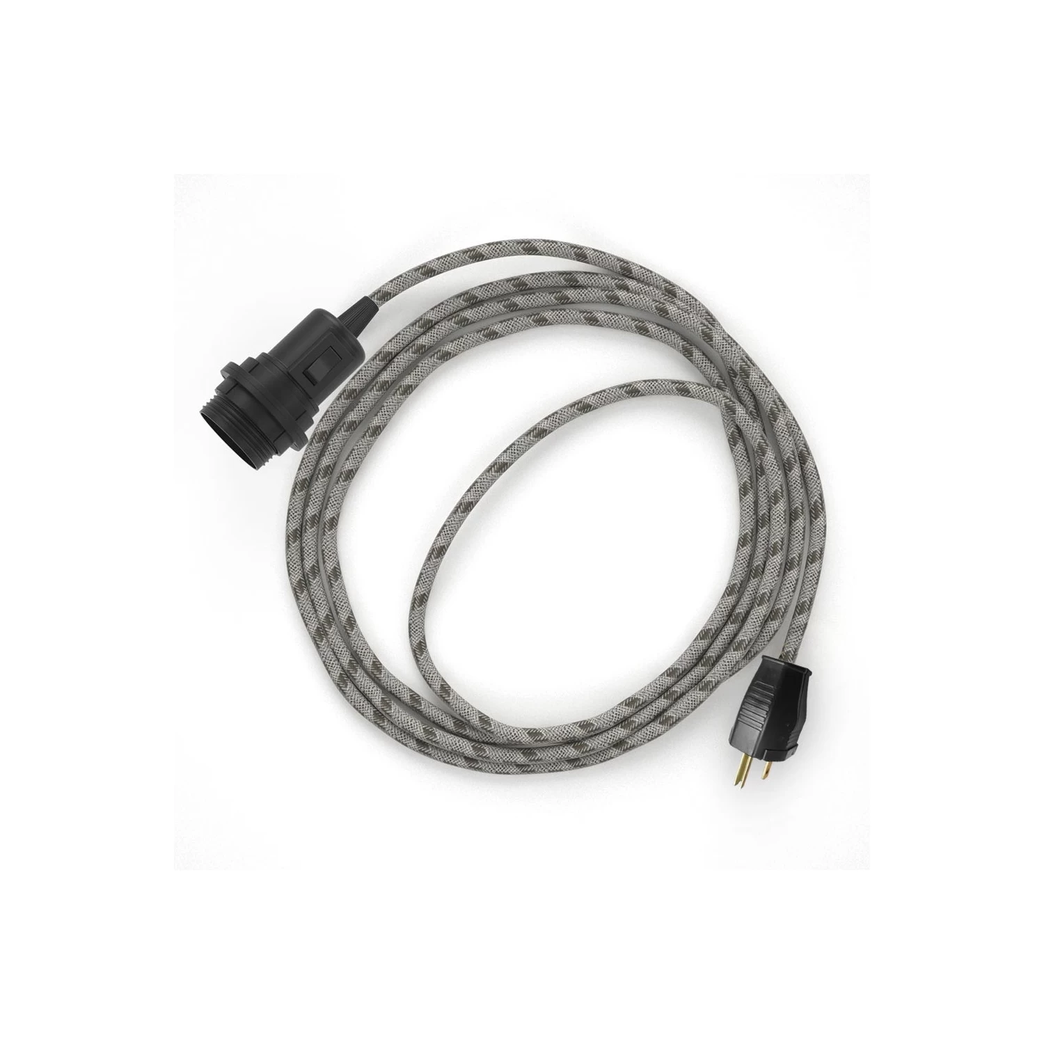 Plug-in Pendant For Lampshade With Switch On Socket | RD53 Natural & Brown Linen Stripe 3 Plug-in Pendant For Lampshade With Switch On Socket | RD53 Natural & Brown Linen Stripe