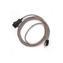 Plug-in Pendant For Lampshade With Switch On Socket | RD61 Natural & Pink Linen CrissCross