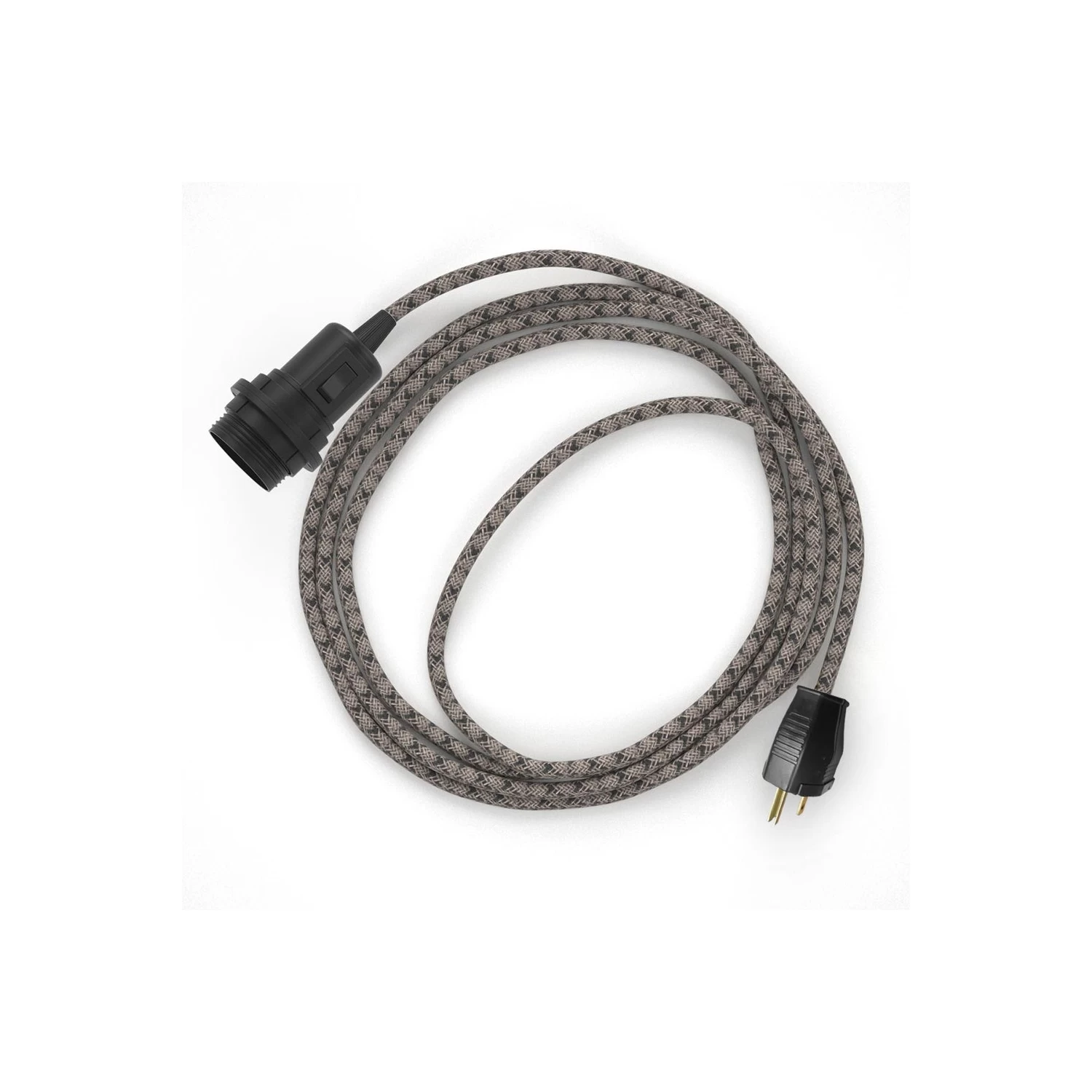 Plug-in Pendant For Lampshade With Switch On Socket | RD64 Natural & Charcoal Linen CrissCross 4 Plug-in Pendant For Lampshade With Switch On Socket | RD64 Natural & Charcoal Linen CrissCross - Image 2