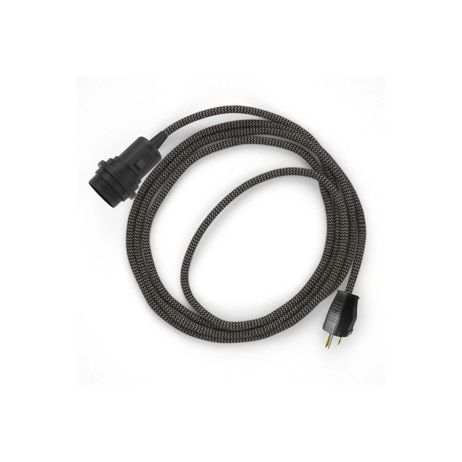 Plug-in Pendant For Lampshade With Switch On Socket | RD74 Natural & Charcoal Linen Chevron 5 Plug-in Pendant For Lampshade With Switch On Socket | RD74 Natural & Charcoal Linen Chevron - Image 3