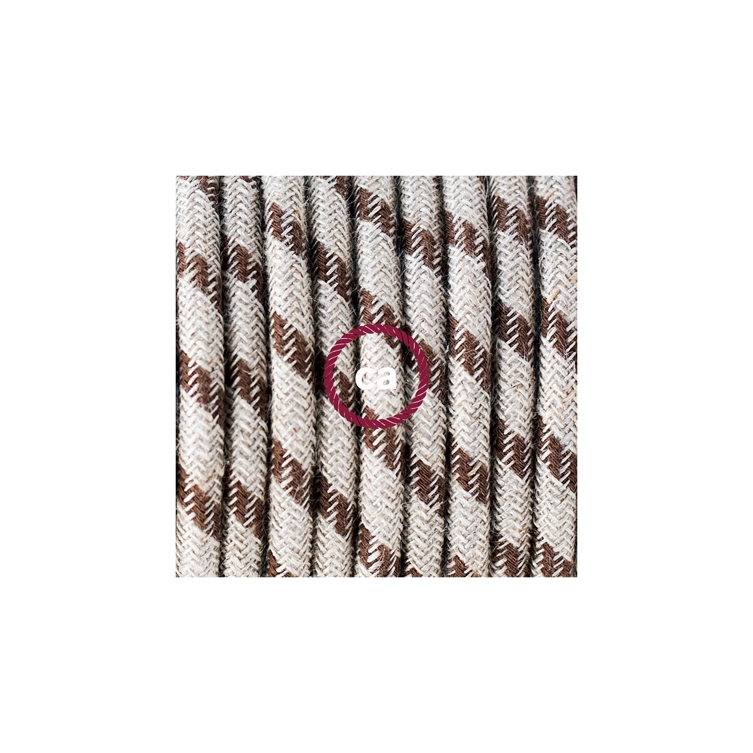 Plug-in Pendant With Switch On Socket | RD53 Natural & Brown Linen Stripe 3 Plug-in Pendant With Switch On Socket | RD53 Natural & Brown Linen Stripe