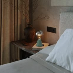 Portable And Rechargeable Cabless01 LED Lamp With Silver Half Sphere Globe Light Bulb