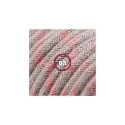 Power Cord With Foot Switch, RD51 Natural & Pink Linen Stripe - Choose Color Of Switch/plug