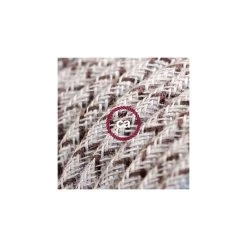 Power Cord With Foot Switch, RD63 Natural & Brown Linen CrissCross - Choose Color Of Switch/plug