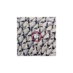 Power Cord With Foot Switch, RD64 Natural & Charcoal Linen CrissCross - Choose Color Of Switch/plug