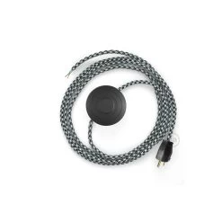 Power Cord With Foot Switch, RP04 Black & White Houndstooth - Choose Color Of Switch/plug