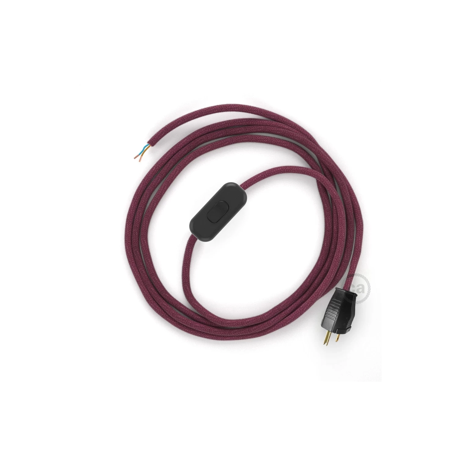 Power Cord With In-line Switch, RC32 Raspberry Cotton - Choose Color Of Switch/plug 3 Power Cord With In-line Switch, RC32 Raspberry Cotton - Choose Color Of Switch/plug