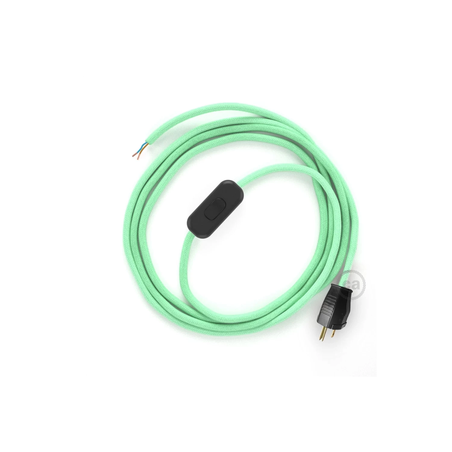 Power Cord With In-line Switch, RC34 Mint Green Cotton - Choose Color Of Switch/plug 4 Power Cord With In-line Switch, RC34 Mint Green Cotton - Choose Color Of Switch/plug - Image 2