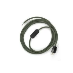 Power Cord With In-line Switch, RC63 Gray Green Cotton - Choose Color Of Switch/plug