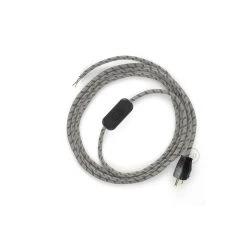 Power Cord With In-line Switch, RD53 Natural & Brown Linen Stripe - Choose Color Of Switch/plug