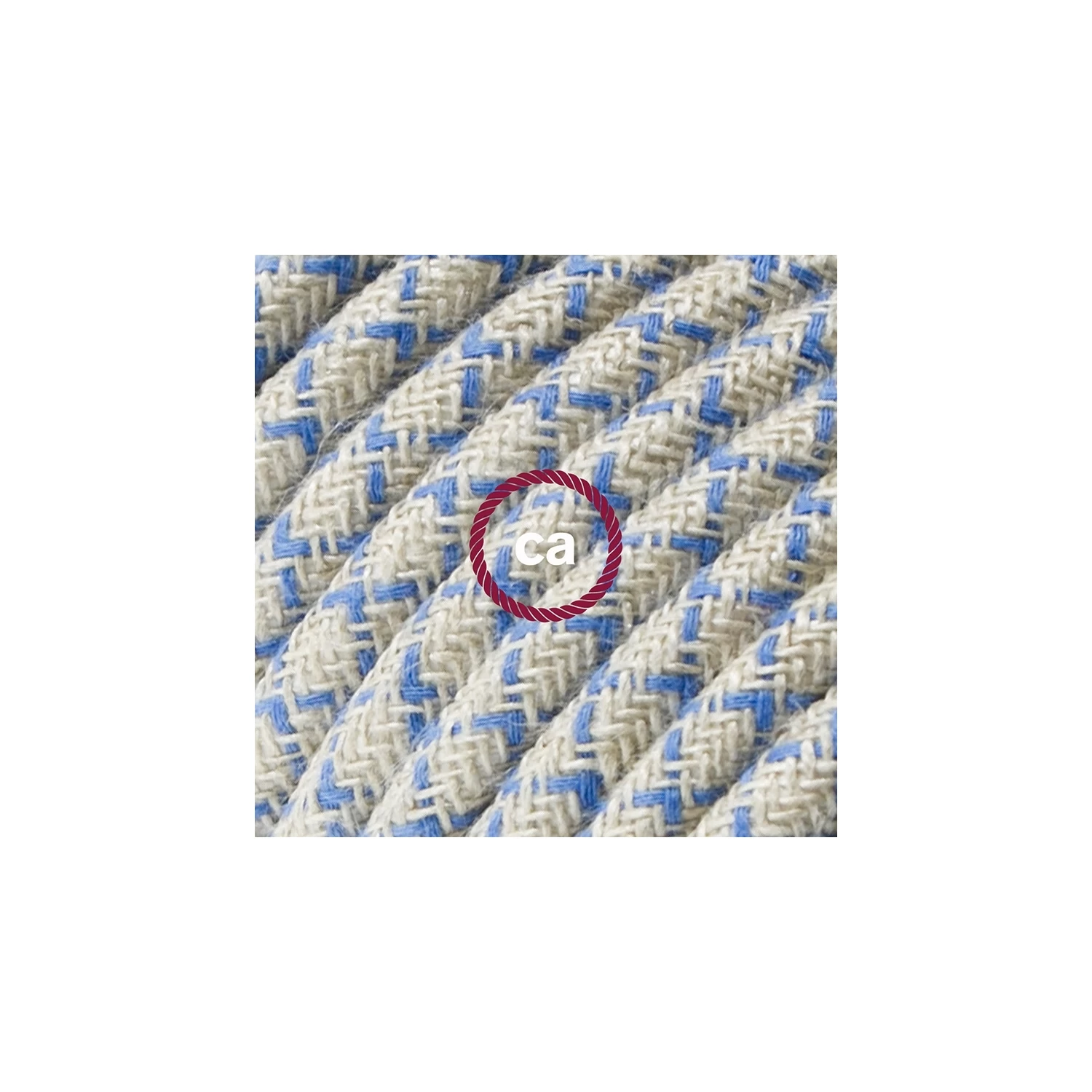 Power Cord With In-line Switch, RD65 Natural & Blue Linen Criss Cross - Choose Color Of Switch/plug 4 Power Cord With In-line Switch, RD65 Natural & Blue Linen Criss Cross - Choose Color Of Switch/plug - Image 2