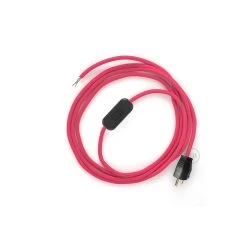 Power Cord With In-line Switch, RM08 Fuchsia Rayon - Choose Color Of Switch/plug
