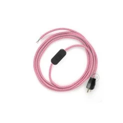 Power Cord With In-line Switch, RZ08 Fuchsia & White Chevron - Choose Color Of Switch/plug