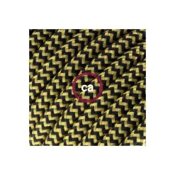 Power Cord With In-line Switch, RZ24 Gold & Black Rayon Chevron - Choose Color Of Switch/plug