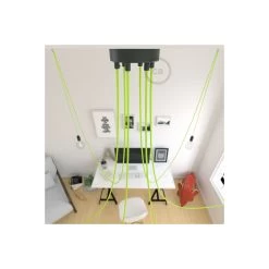 Spider, Multiple Suspension With 6 Pendants, Black Metal, RF10 Neon Yellow Cable -Home-Lamps spider multiple suspension with 6 pendants black metal rf10 neon yellow cable 2