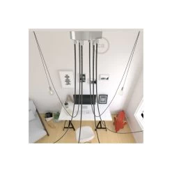 Spider, Multiple Suspension With 6 Pendants, Chromed Metal, RS81 Black Glitter -Home-Lamps spider multiple suspension with 6 pendants chromed metal rs81 black glitter 3