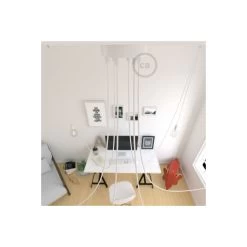 Spider, Multiple Suspension With 6 Pendants, White Metal, RM01 White Cable