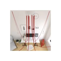 Spider, Multiple Suspension With 6 Pendants, White Metal, RM09 Red Cable -Home-Lamps spider multiple suspension with 6 pendants white metal rm09 red cable 3