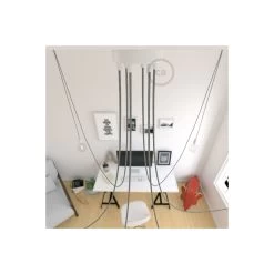 Spider, Multiple Suspension With 6 Pendants, White Metal, RN02 Gray Cable -Home-Lamps spider multiple suspension with 6 pendants white metal rn02 gray cable 2