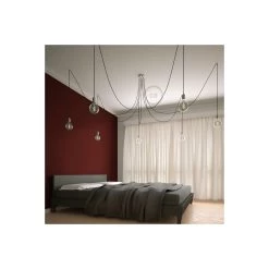 Spider, Multiple Suspension With 7 Pendants, Chromed Metal, RM04 Black Cable -Home-Lamps spider multiple suspension with 7 pendants chromed metal rm04 black cable 3