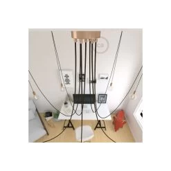 Spider, Multiple Suspension With 7 Pendants, Copper Metal, RN04 Brown Cable -Home-Lamps spider multiple suspension with 7 pendants copper metal rn04 brown cable 2