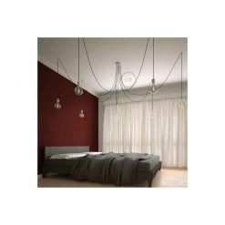 Spider, Multiple Suspension With 7 Pendants, White Metal, RM04 Black Cable -Home-Lamps spider multiple suspension with 7 pendants white metal rm04 black cable 2