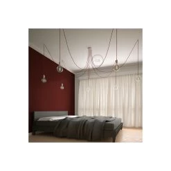 Spider, Multiple Suspension With 7 Pendants, White Metal, RM09 Red Cable -Home-Lamps spider multiple suspension with 7 pendants white metal rm09 red cable 2