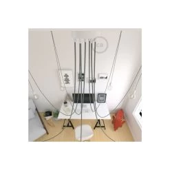 Spider, Multiple Suspension With 7 Pendants, White Metal, RN02 Gray Cable -Home-Lamps spider multiple suspension with 7 pendants white metal rn02 gray cable 3
