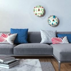 UFO Wooden Lampshade Illustrated By Various Artists, Double Face - 33 Cm Diameter -Home-Lamps ufo wooden lampshade illustrated by various artists double face 33 cm diameter 15