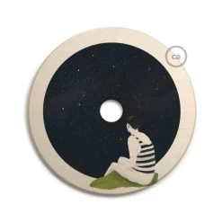 UFO Wooden Lampshade Illustrated By Various Artists, Double Face - 33 Cm Diameter -Home-Lamps ufo wooden lampshade illustrated by various artists double face 33 cm diameter 19