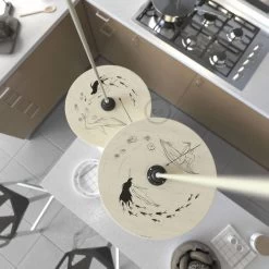 UFO Wooden Lampshade Illustrated By Various Artists, Double Face - 33 Cm Diameter -Home-Lamps ufo wooden lampshade illustrated by various artists double face 33 cm diameter 3