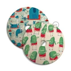 UFO Wooden Lampshade Illustrated By Various Artists, Double Face - 33 Cm Diameter -Home-Lamps ufo wooden lampshade illustrated by various artists double face 33 cm diameter 5