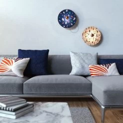 UFO Wooden Lampshade Illustrated By Various Artists, Double Face - 33 Cm Diameter -Home-Lamps ufo wooden lampshade illustrated by various artists double face 33 cm diameter 6